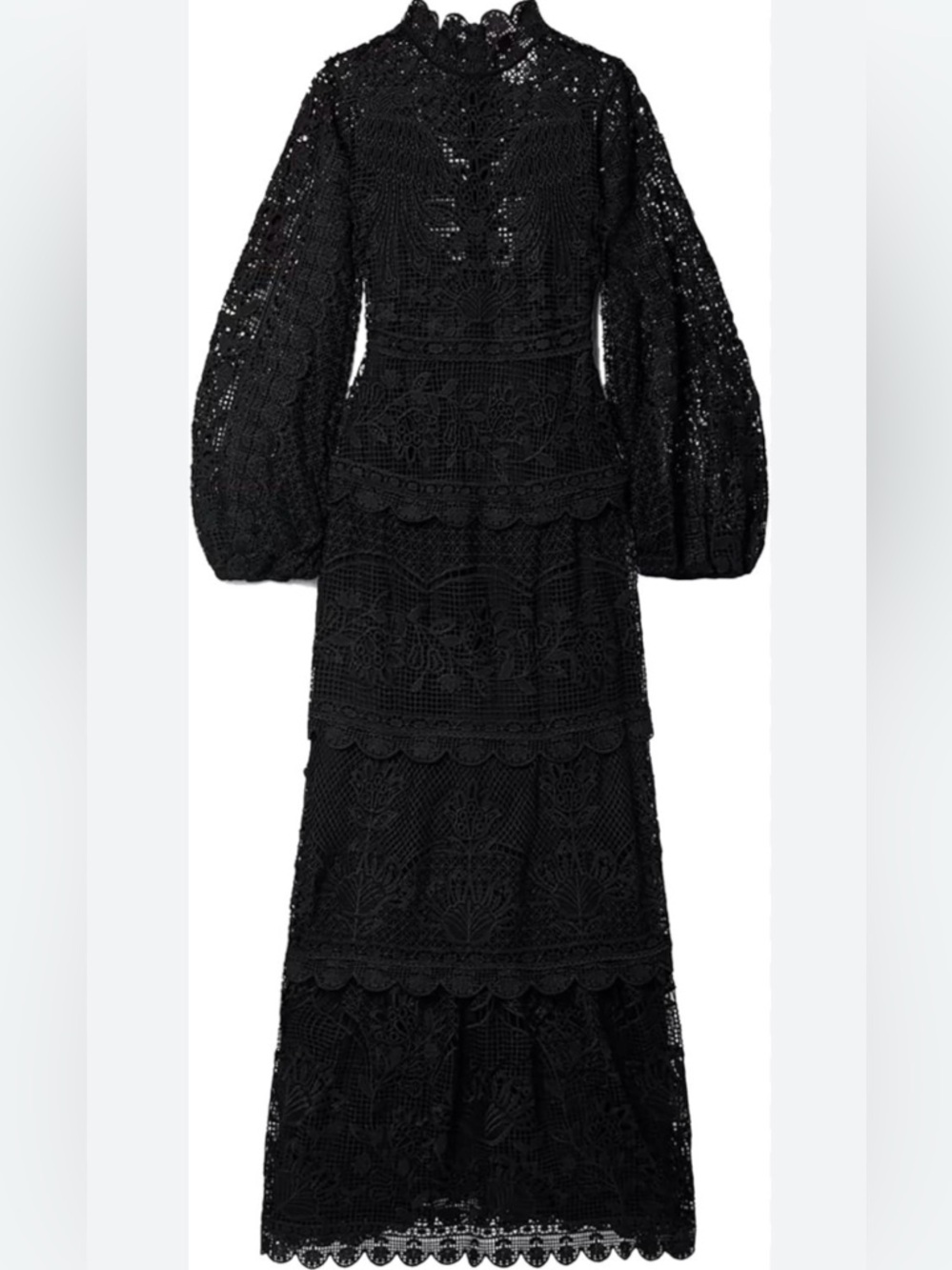 FARM Rio Tiered Guipure Lace Maxi Dress In Black 🖤